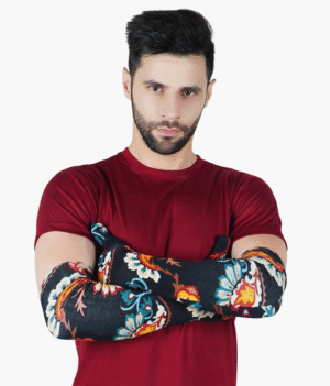 Unisex Printed Cotton Full Hand Blue Gloves