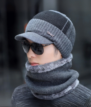 Wollen Flap Cap & Neck Set